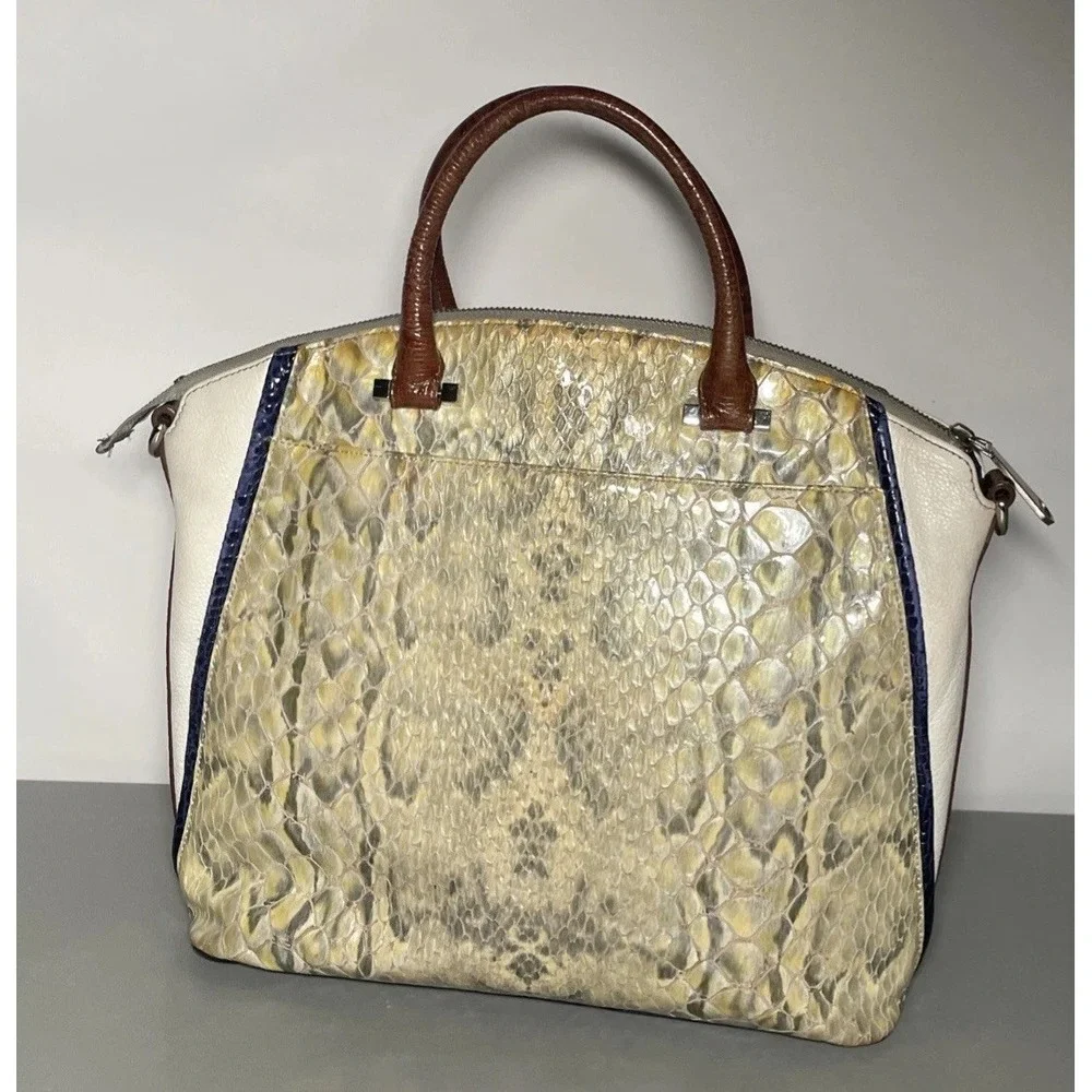 BRAHMIN‎ DUXBURY SATCHEL BAG SNAKESKIN EMBOSSED LEATHER